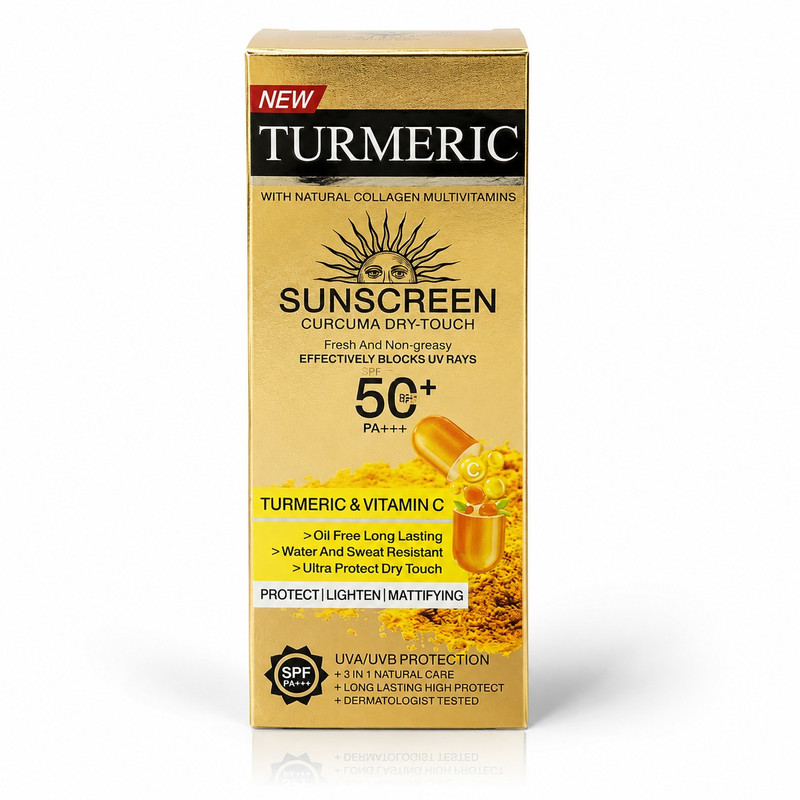 کرم ضد آفتاب بدون رنگ مناسب دست و صورت وکالی SPF50 مدل Curcuma Dry-Touch محافظت در برابر UVA و UVB مناسب انواع پوست حجم 100 میلی لیتر
