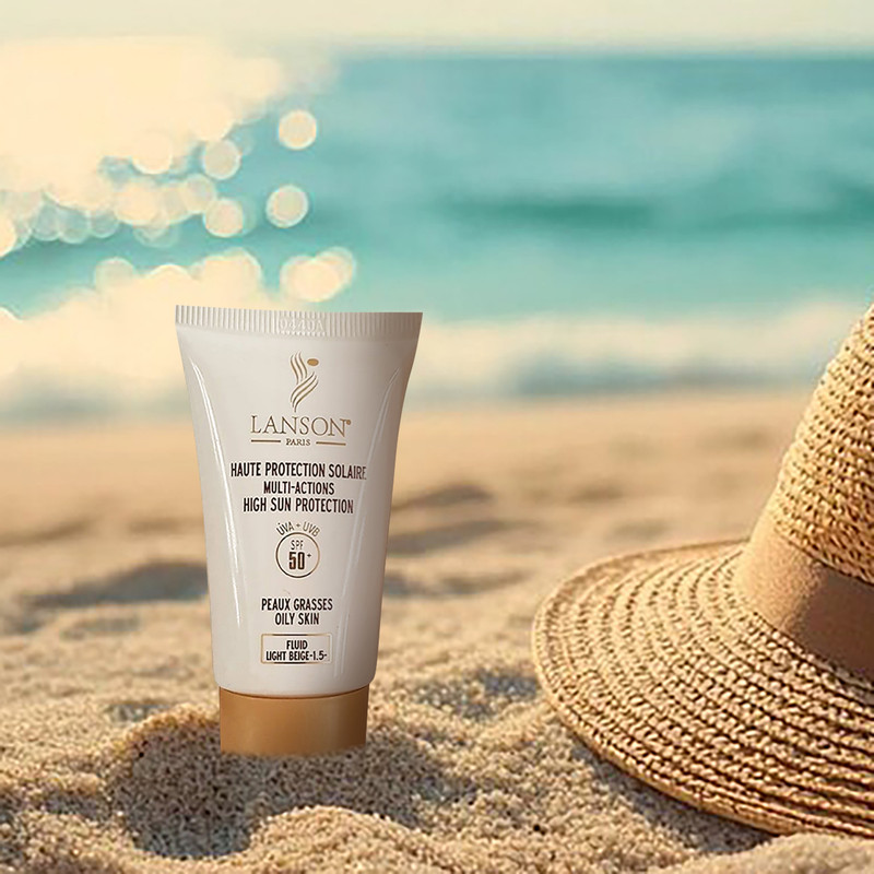 فلوئید ضد آفتاب رنگی لانسون مدل SPF60 شماره 1.5 محافظ UVA ،UVB، مناسب پوست چرب حجم 40 میلی‌لیتر