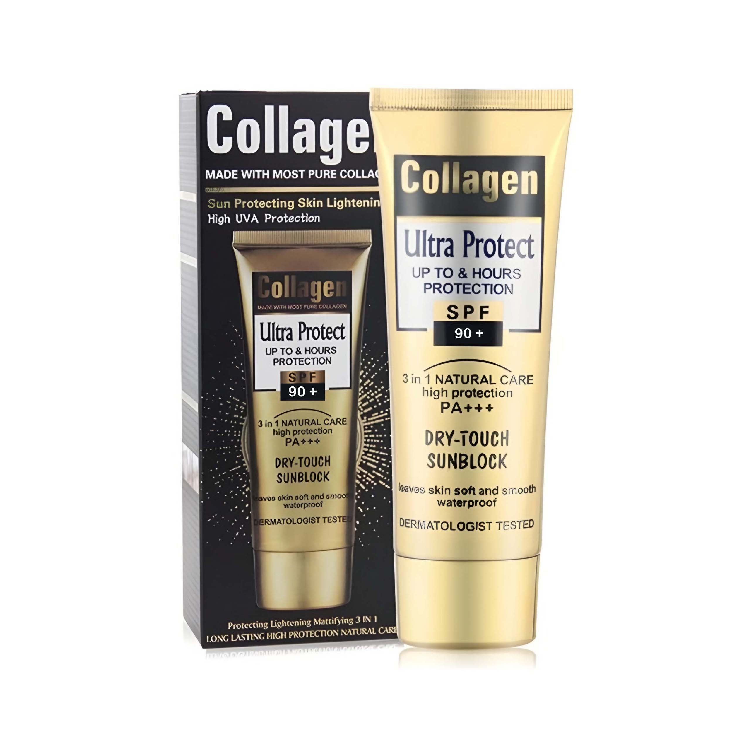 کرم ضد آفتاب بدون رنگ کلاژن spf90 Ultra Protect